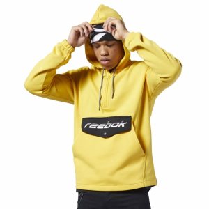 Bluza Z Kapturem Męskie Reebok Classic Advance Pullover Głęboka Zielone Żółte PL 06TUOEF